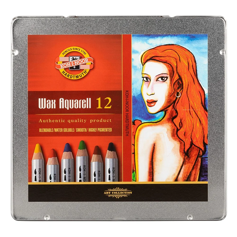Akvarelové pastely WAX AQUARELL 8282/12 v plechu 12 farieb