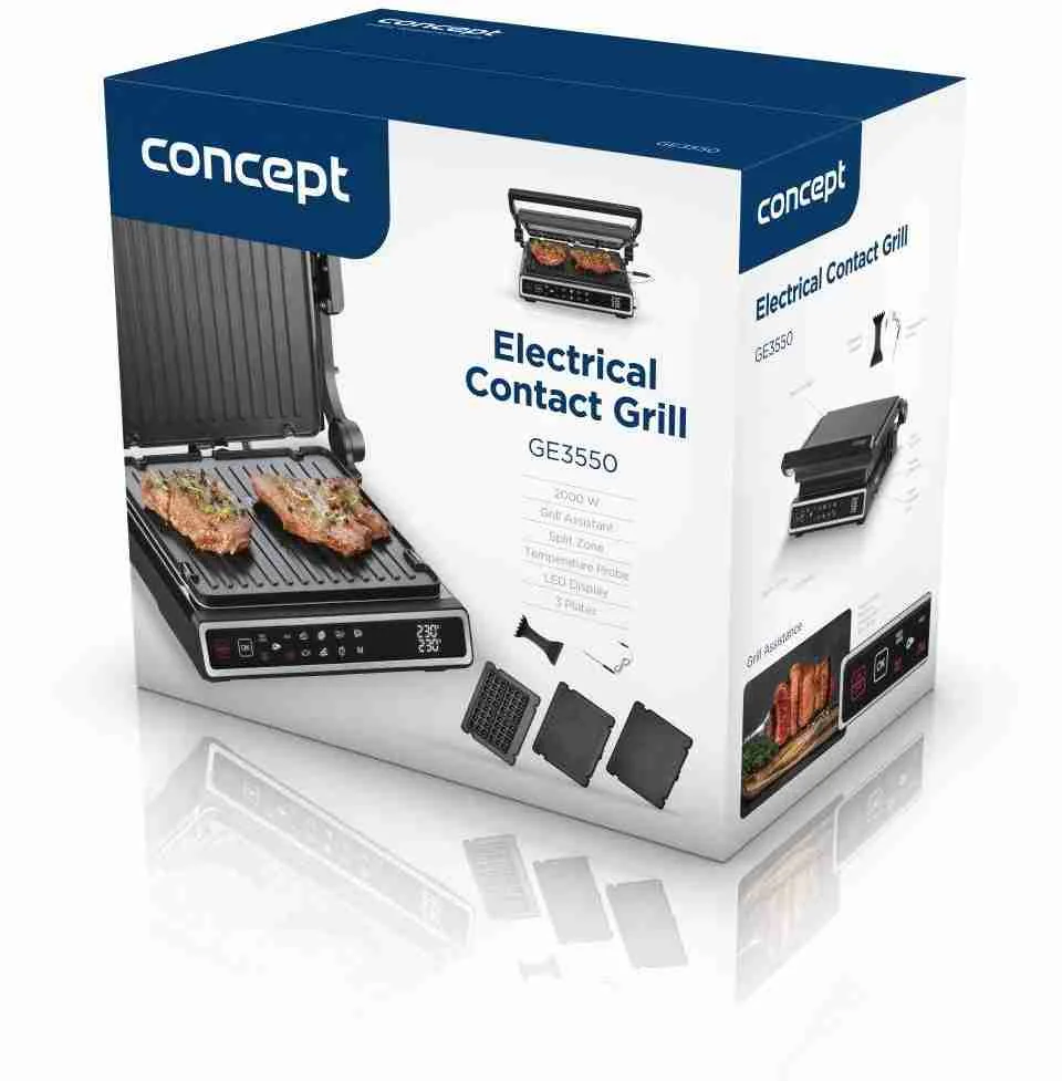 Concept GE3550 Kontaktný gril s teplotnou sondou a vaflovými doskami 1×1kus, kontaktný gril