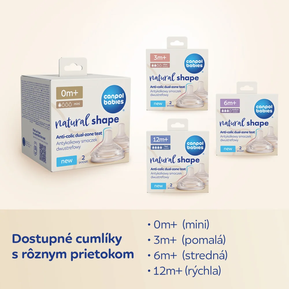 Canpol babies Cumlík k fľaši Natural Shape 3m+ 2 ks