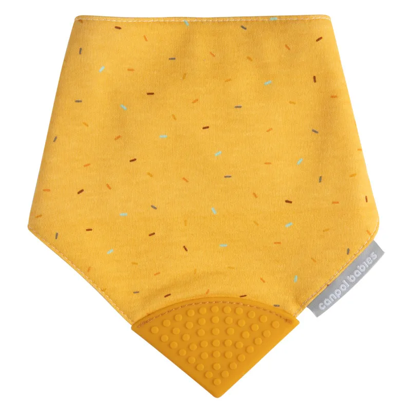 Canpol babies Podbradník s hryzátkom žltý 1×1ks, podbradník s hryzadlom