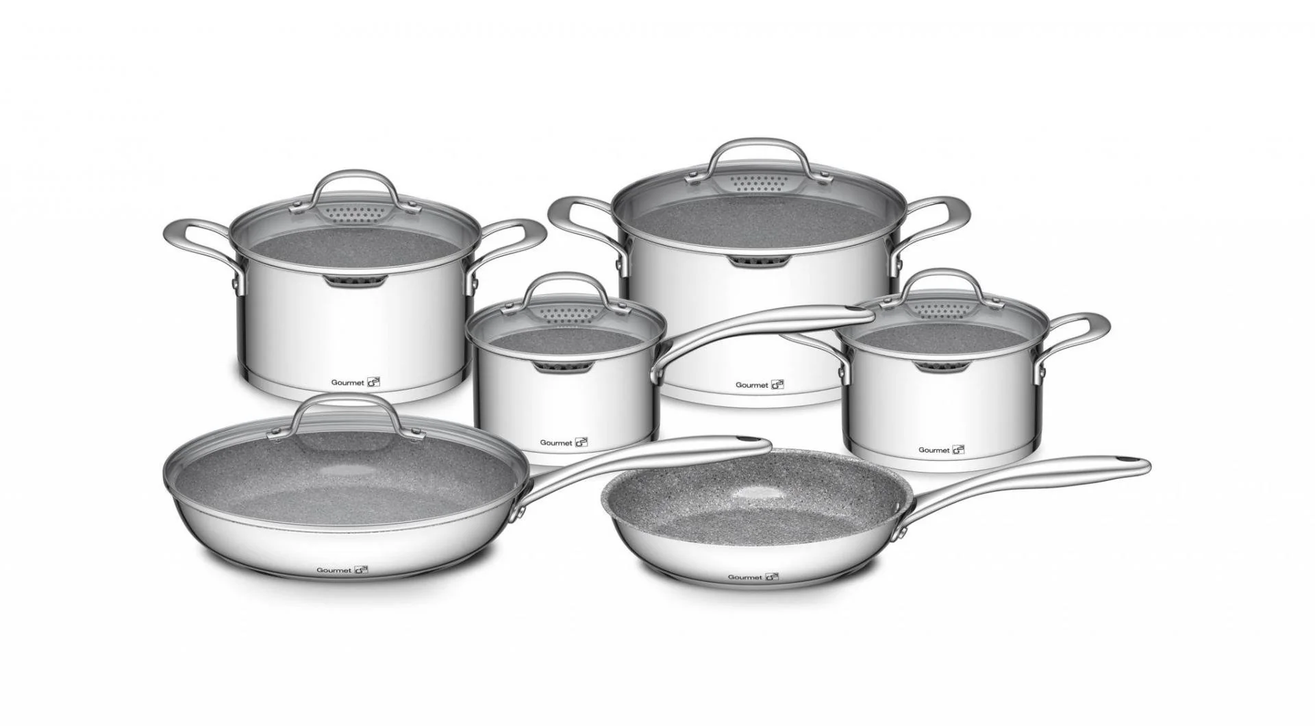 Sada riadu G21 Gourmet Miracle s panvicou navyše, 11 dielov, nerez/greblón G21-11P-MR