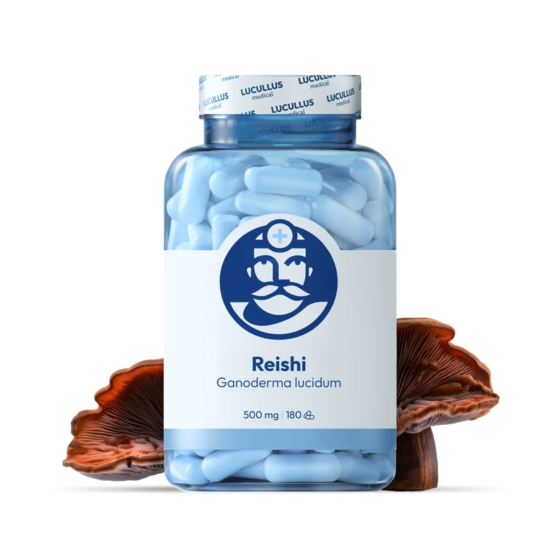 Dr. LUCULLUS Reishi 2× 180 kapsúl Ganoderma lucidum