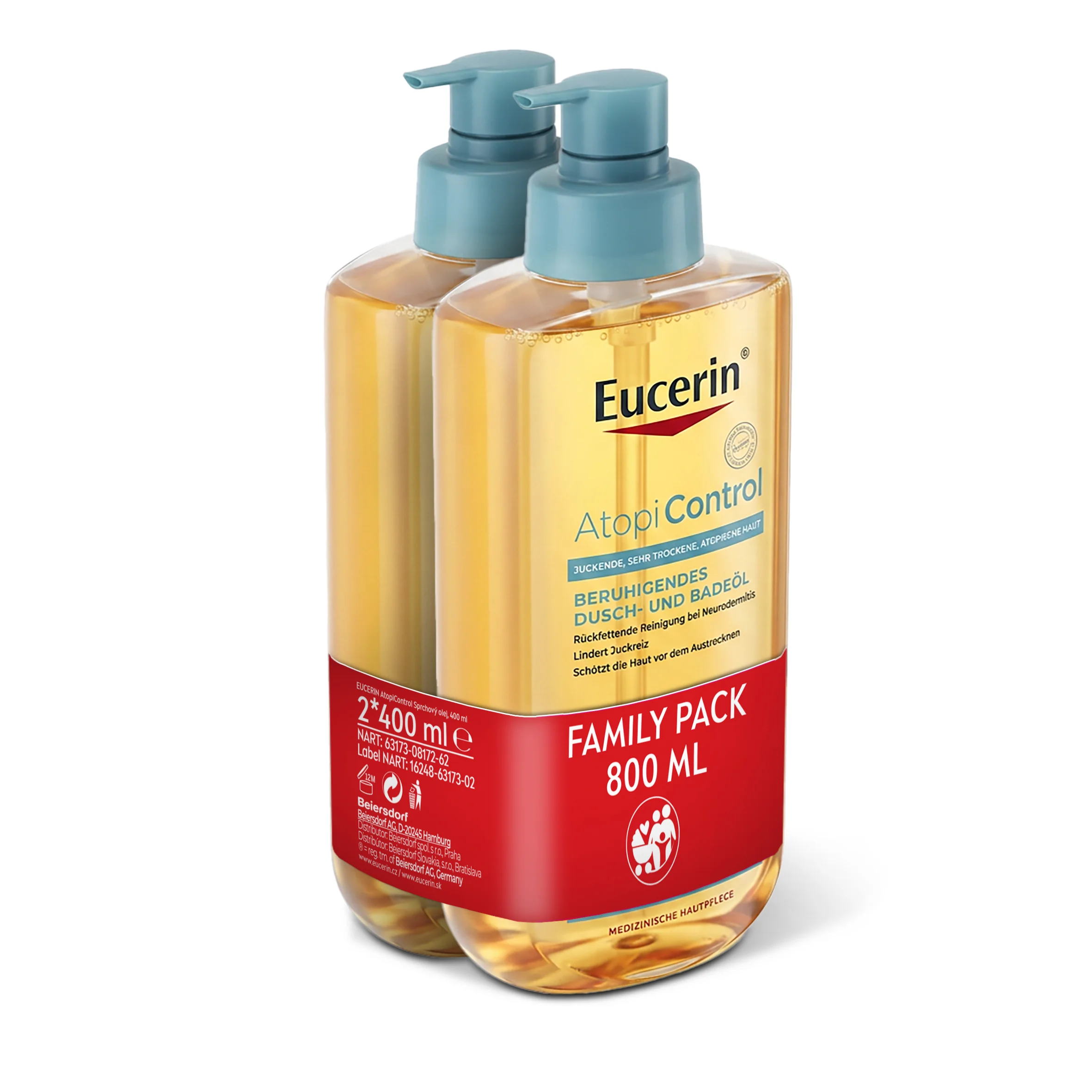 Eucerin AtopiControl Sprchový olej FAMILY PACK 2×400 ml