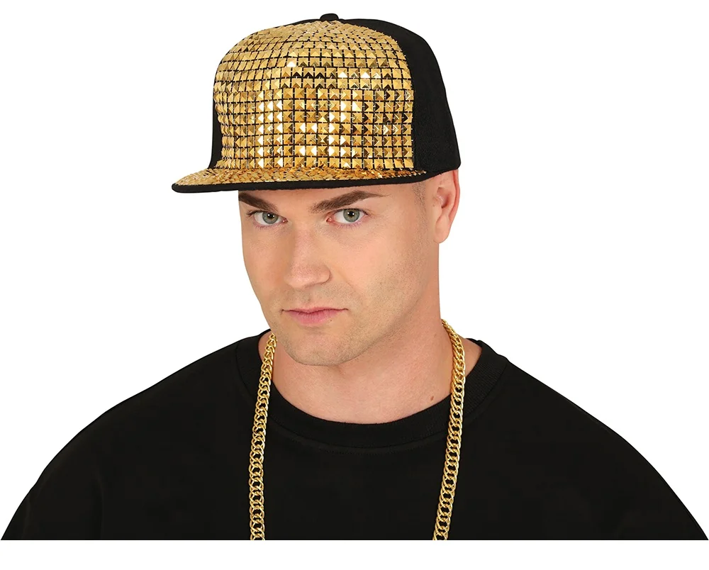 Hiphop šiltovka zlato-čierna trblietavá