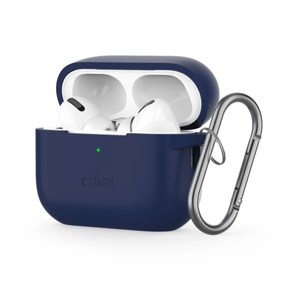 Tech-Protect Silicone Hook puzdro na Apple AirPods Pro 1 / 2, tmavomodré ré
