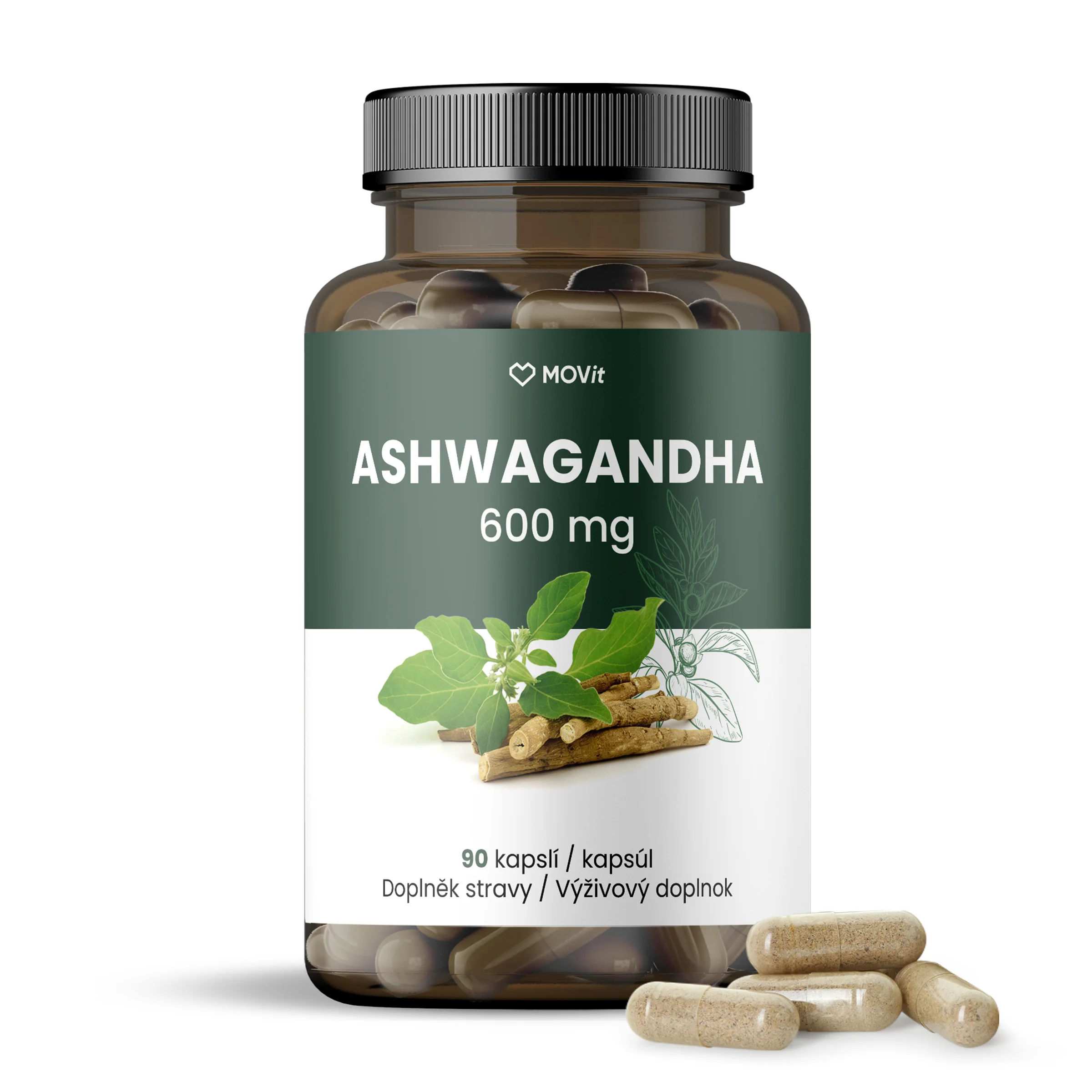 MOVit Ashwagandha 600 mg PREMIUM, 5 % withanolidov 90 cps