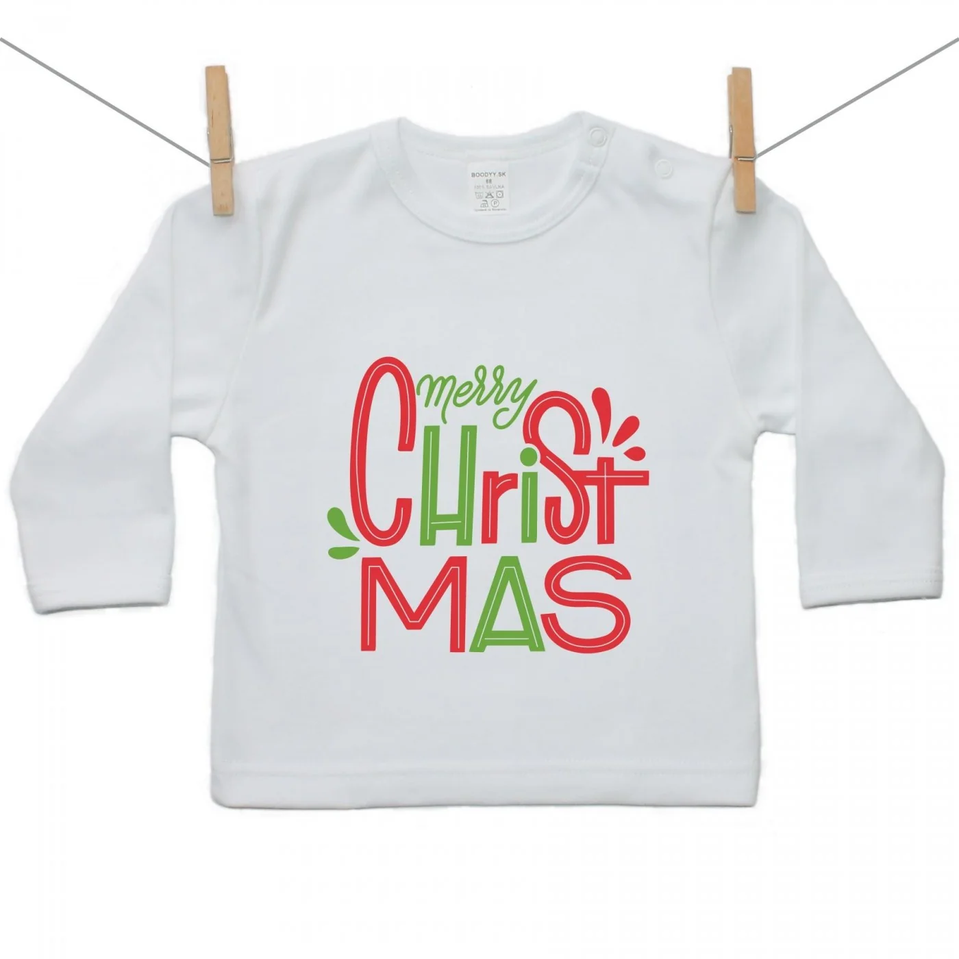 Boodyy Tričko s dlhým rukávom Merry Christmas Veľkosť: 98