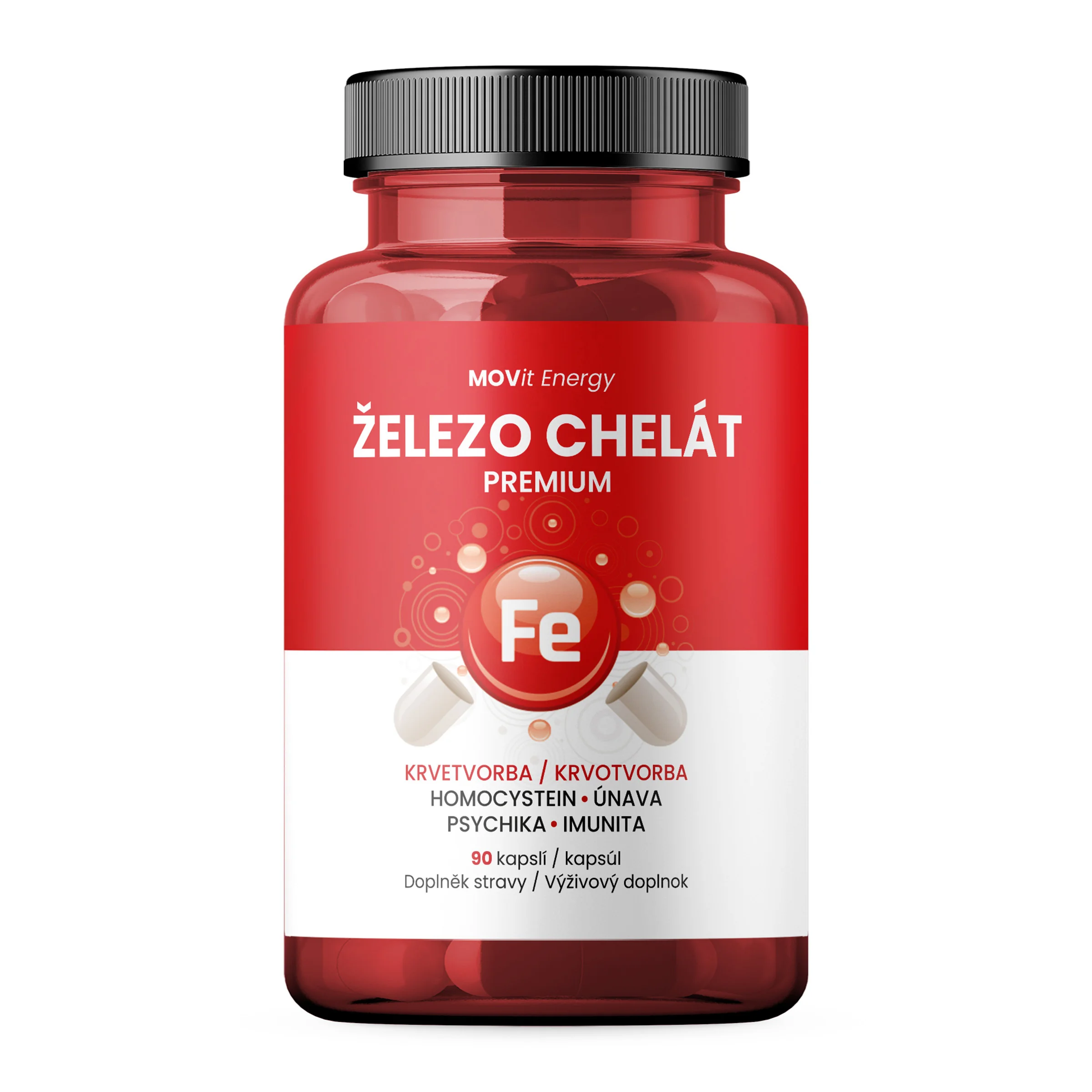 MOVit Železo Chelát Premium, 90 kapsúl