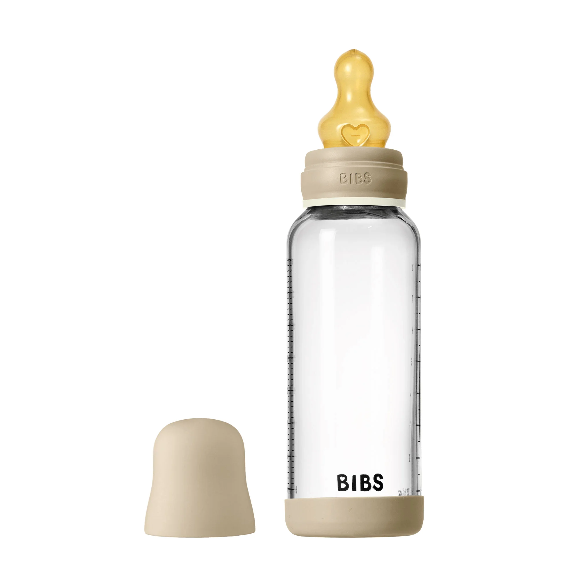 BIBS nočná antikoliková sklenená fľaša s kaučukovým cumlíkom 240ml Vanilla