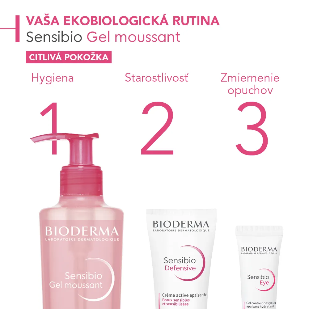 BIODERMA Sensibio Gel moussant 1×200 ml, upokojujúci micelárny čistiaci gél a odličovač