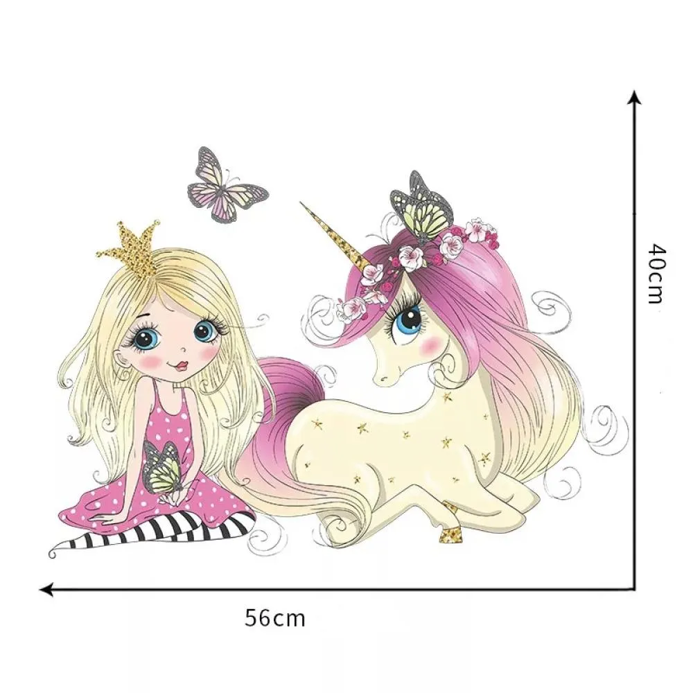Samolepka na stenu / Tapeta Princess and Unicorn 