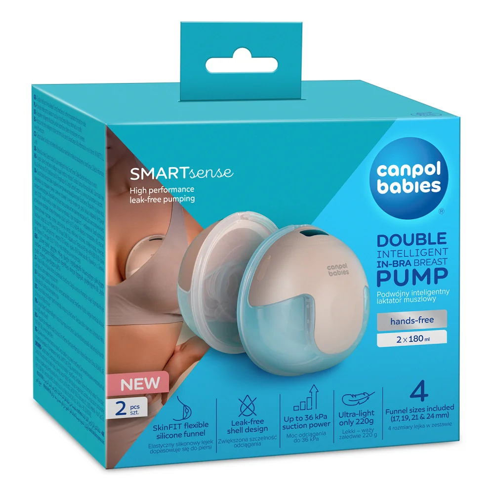 Canpol babies Dvojitá elektrická odsávačka materského mlieka do podprsenky SmartSense 1 ks