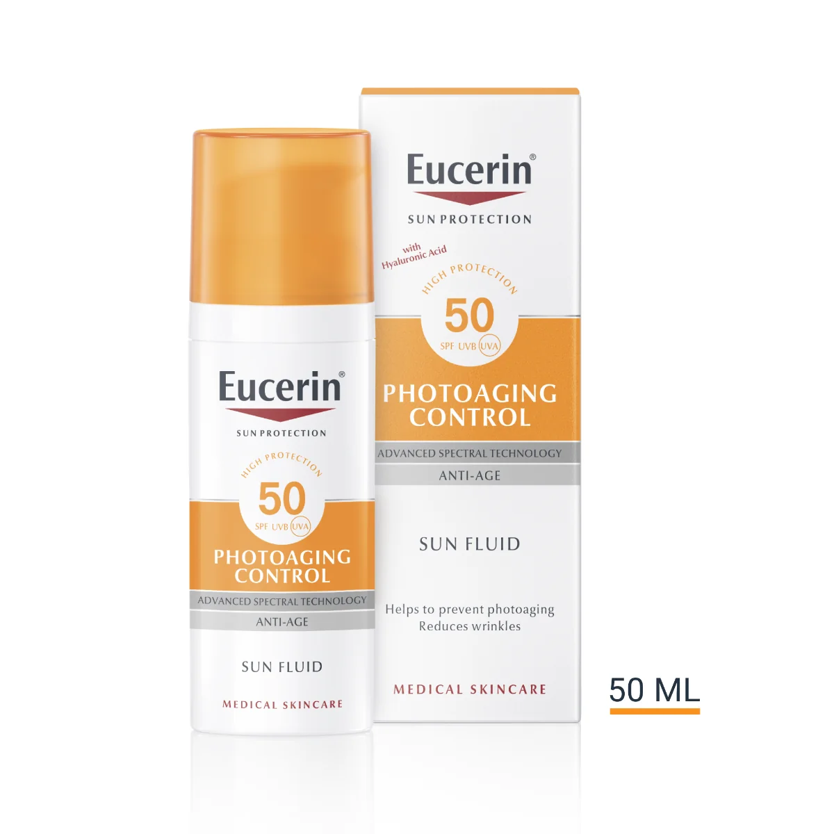 Eucerin SUN Emulzia na tvár proti vráskam PHOTOAGING CONTROL SPF 50 1×50 ml, emulzia na opaľovanie