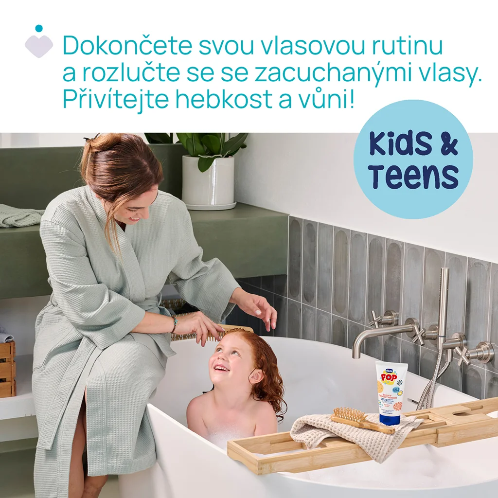 CHICCO Kondicionér na vlasy POP Vanilla Shiny s masážnou kefou na pokožku hlavy 150 ml
