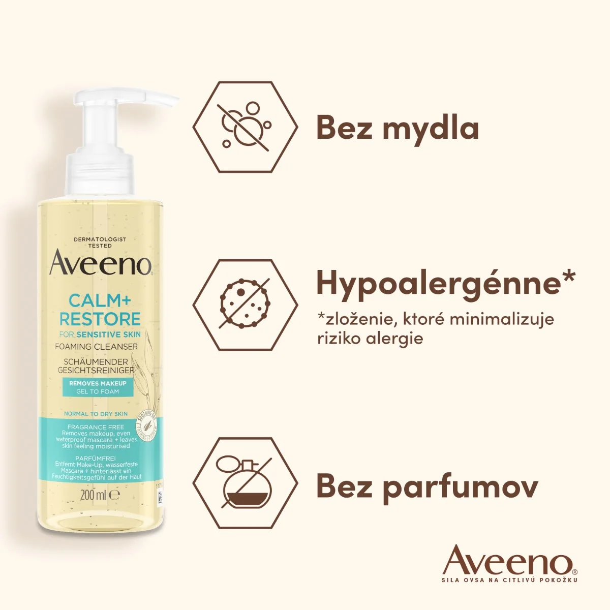 Aveeno® CALM+RESTORE™ Čistiaca pena 200 ml