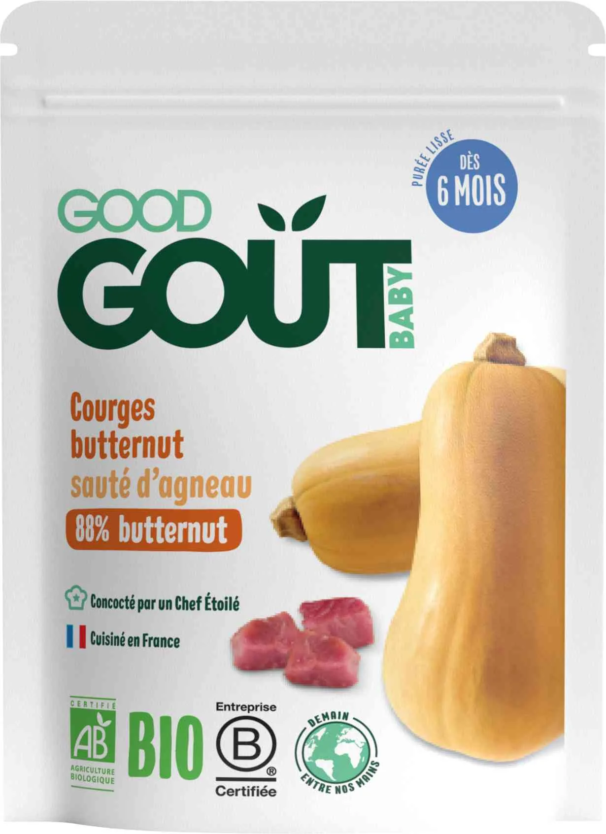 Good Gout BIO Maslová tekvica s jahňacím mäsom 1×190 g, príkrm tekvica a jahňacie mäso