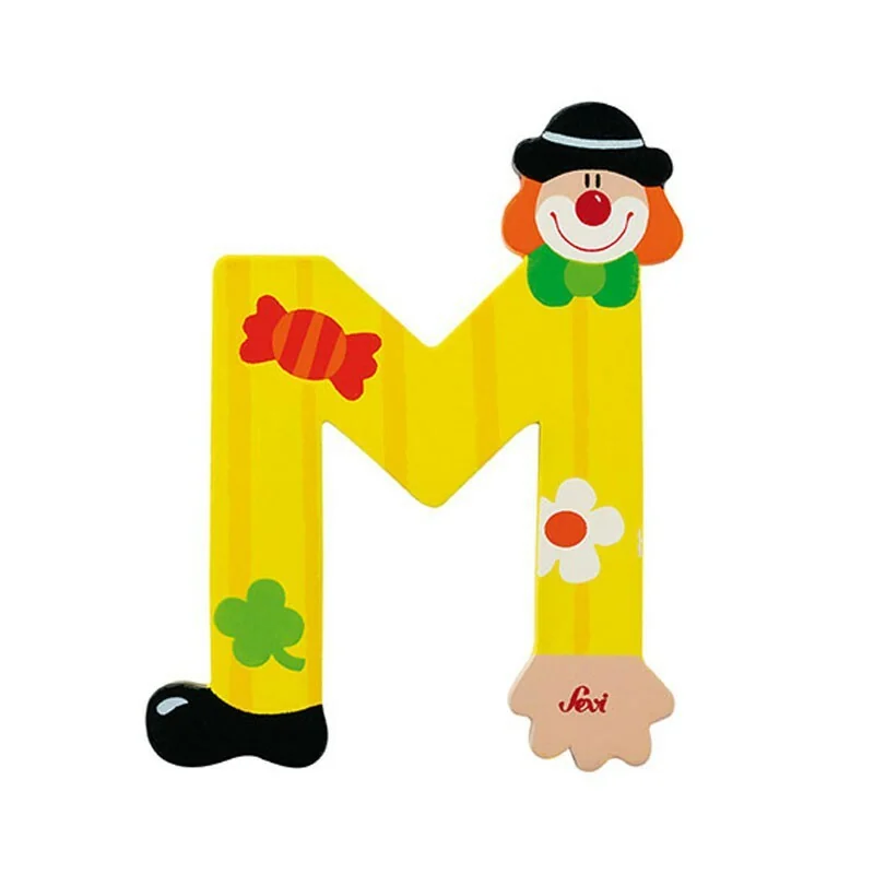Sevi drevené písmeno M – klaun, 10 cm