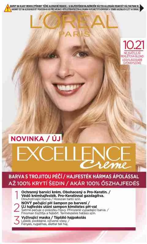 L´Oréal Paris Excellence Créme 10.21 Najsvetlejšia perleťová blond 1×1 ks, farba na vlasy
