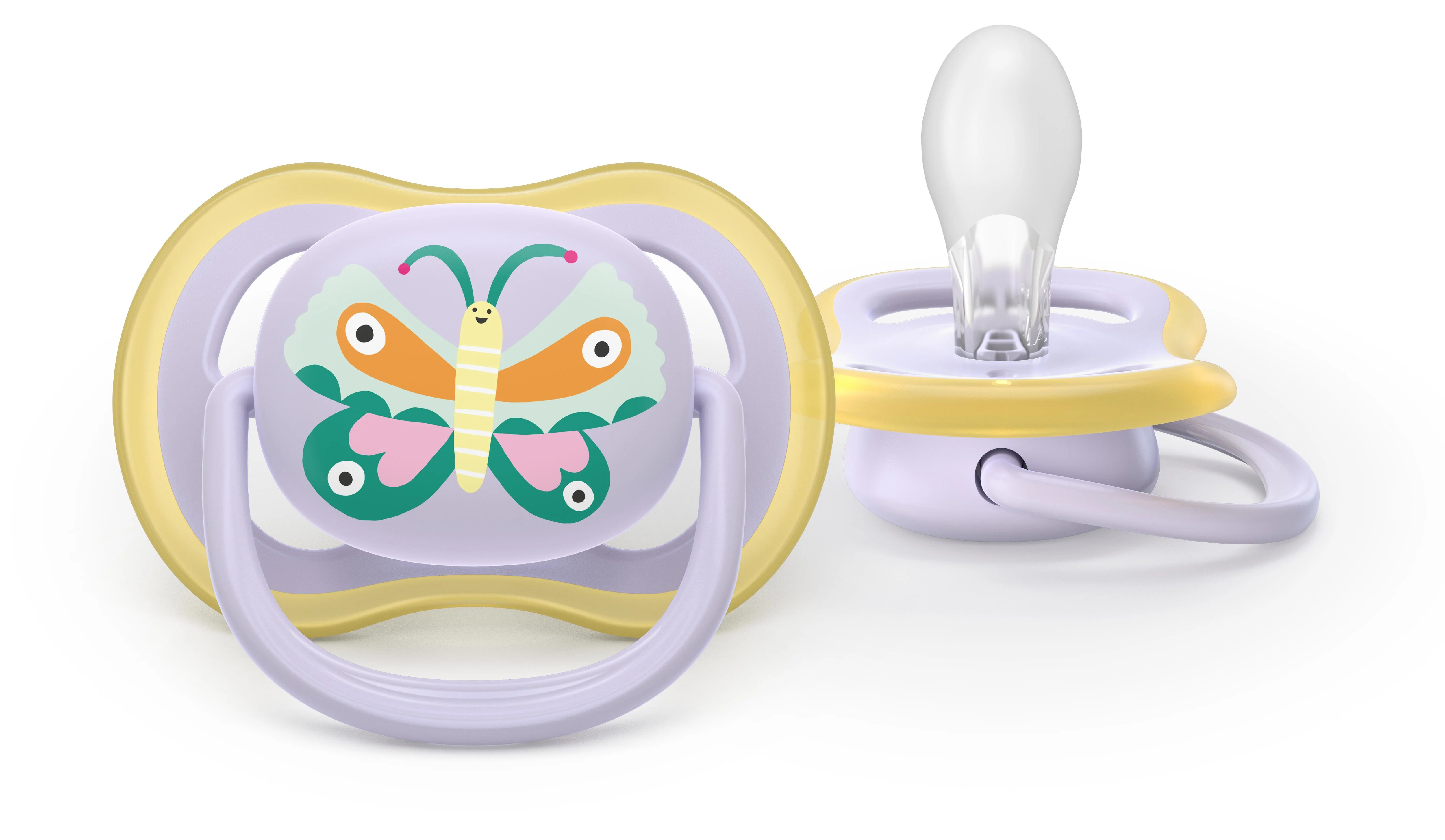 Philips AVENT - Cumlík Ultra air s obrázkom SCF087/04, 0-6 m, dievča, fialová/žltá 2 ks