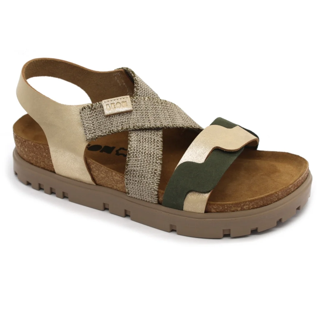 6301 Dámske zdravotné korkové sandále 36 - 23,5cm, zlatá, 3,5 cm
