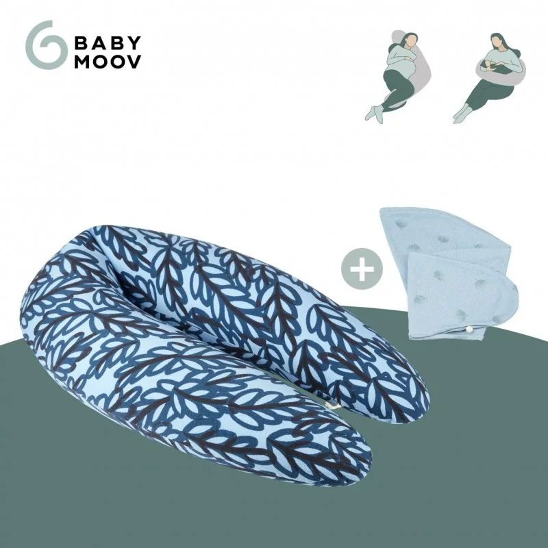 Babymoov multifunkčný vankúš B.LOVE BUNDLE Vegetal + náhradný poťah Wind Blue