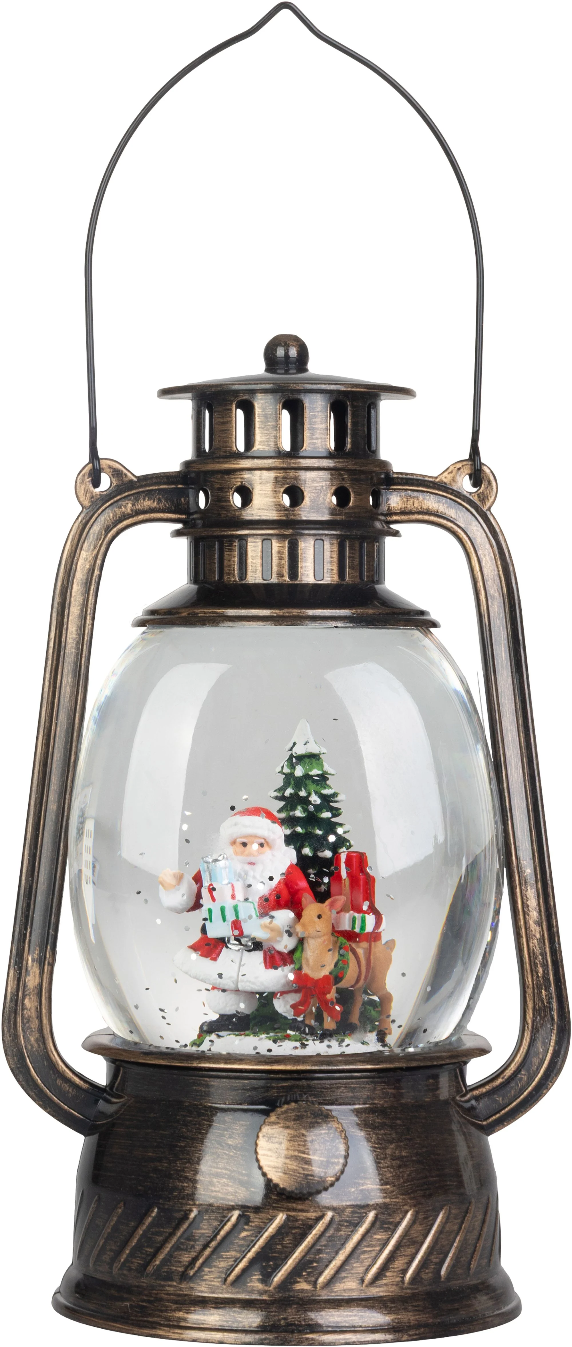 MagicHome vianočný LED lampáš Santa, 1 ks Plast, čierny, 1 LED teplá biela, 12x10x20.5 cm, 3xAA