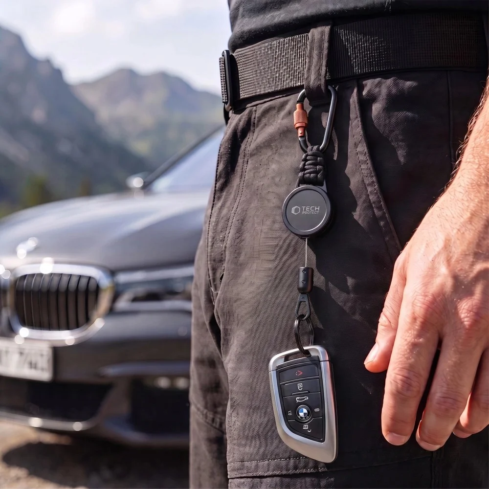 Tech-Protect ATH04 bezpečnostná šnúrka na mobil a kľúče, čierna / oranžová