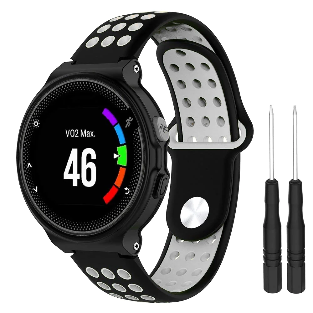 Silicone Sport remienok na Garmin Forerunner 235 black/light gray