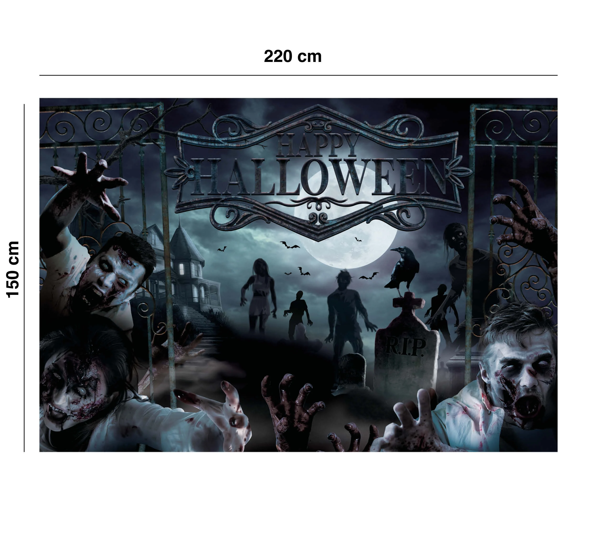Foto pozadie Happy Halloween Cintorín 220x150cm