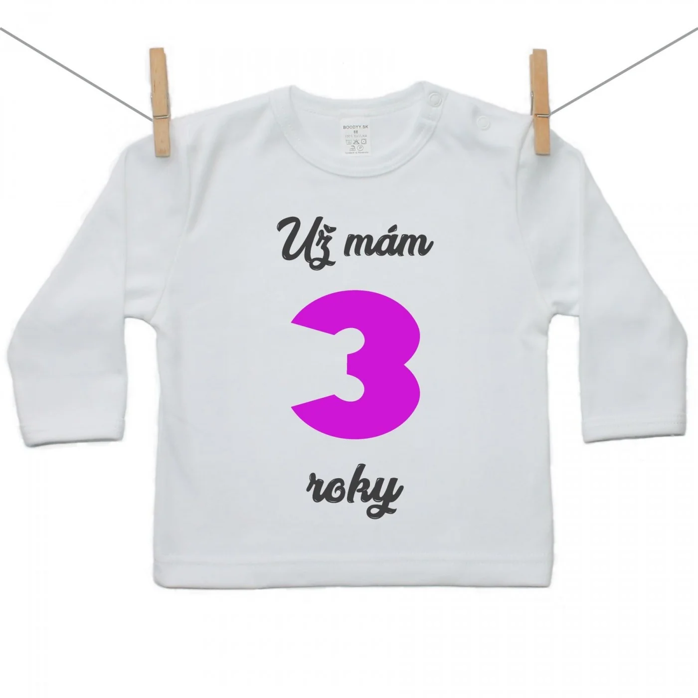 Boodyy Tričko s dlhým rukávom Už mám 3 roky Dievča Veľkosť: 122