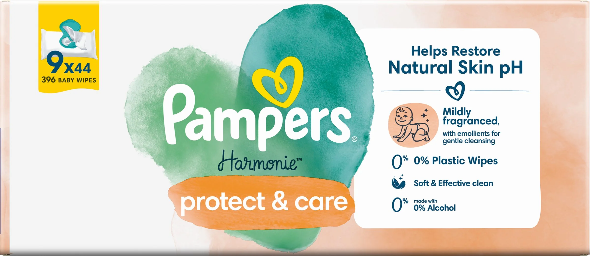 PAMPERS HARMONIE PROTECT&CARE VLH.OBRUSKY 396KS 1×396 ks, vlhčené obrúsky