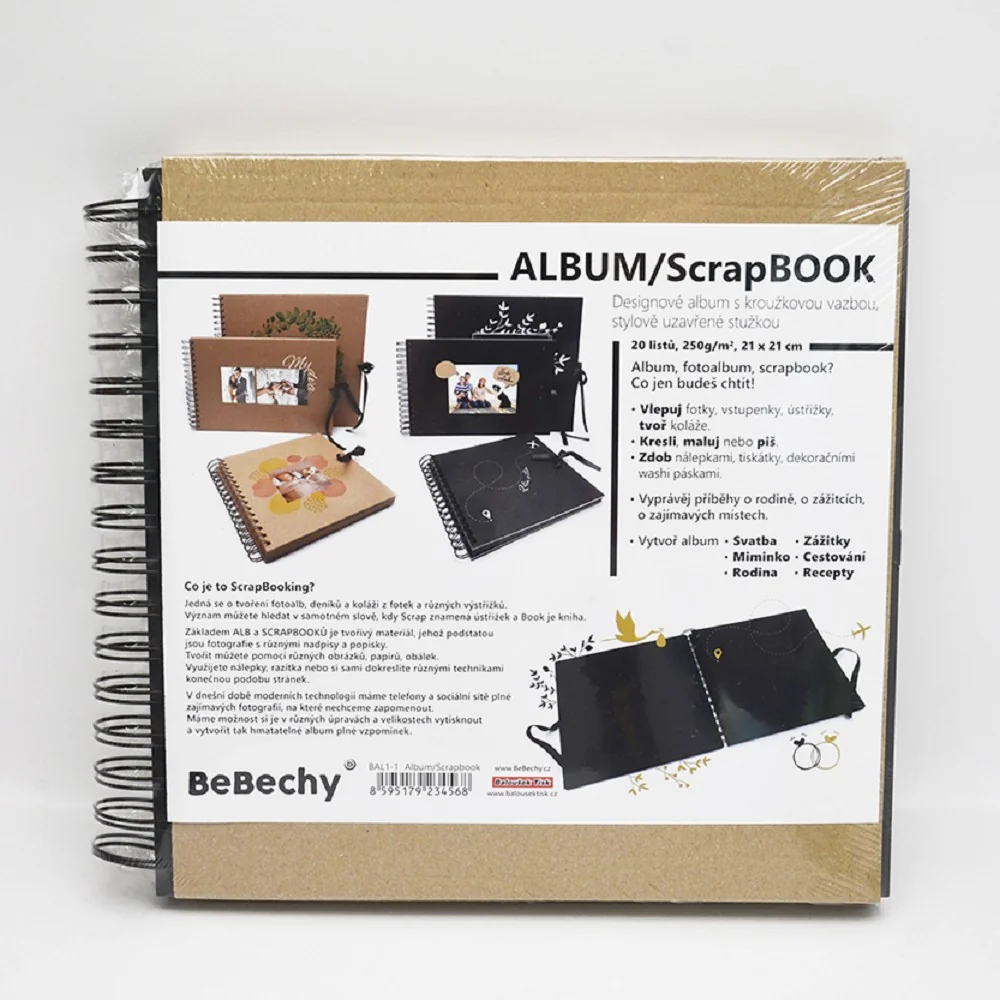 Scrapbookový album 21 × 21 cm čierny