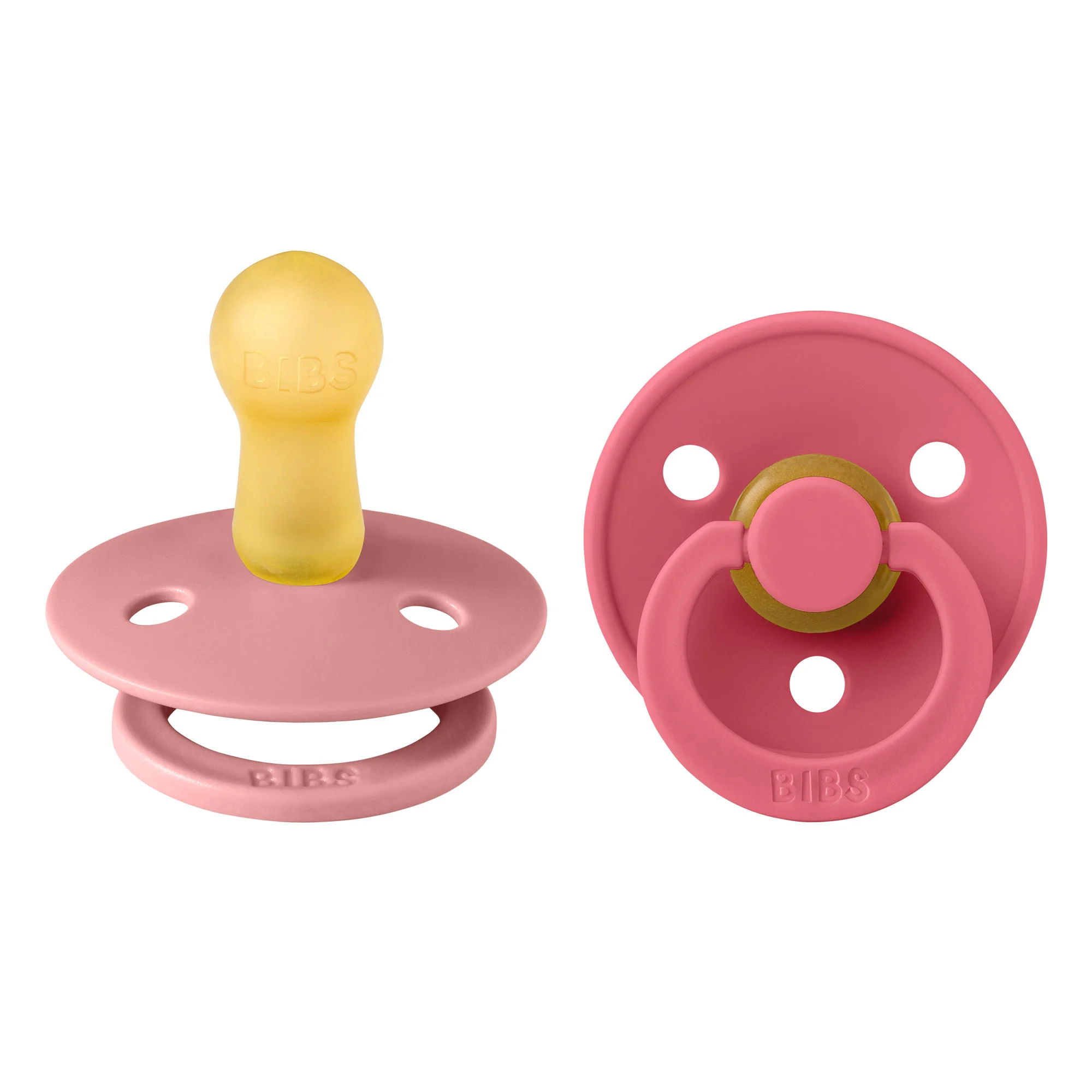 BIBS Colour cumlíky z prírodného kaučuku 2ks veľkosť 2 - Dusty Pink / Coral