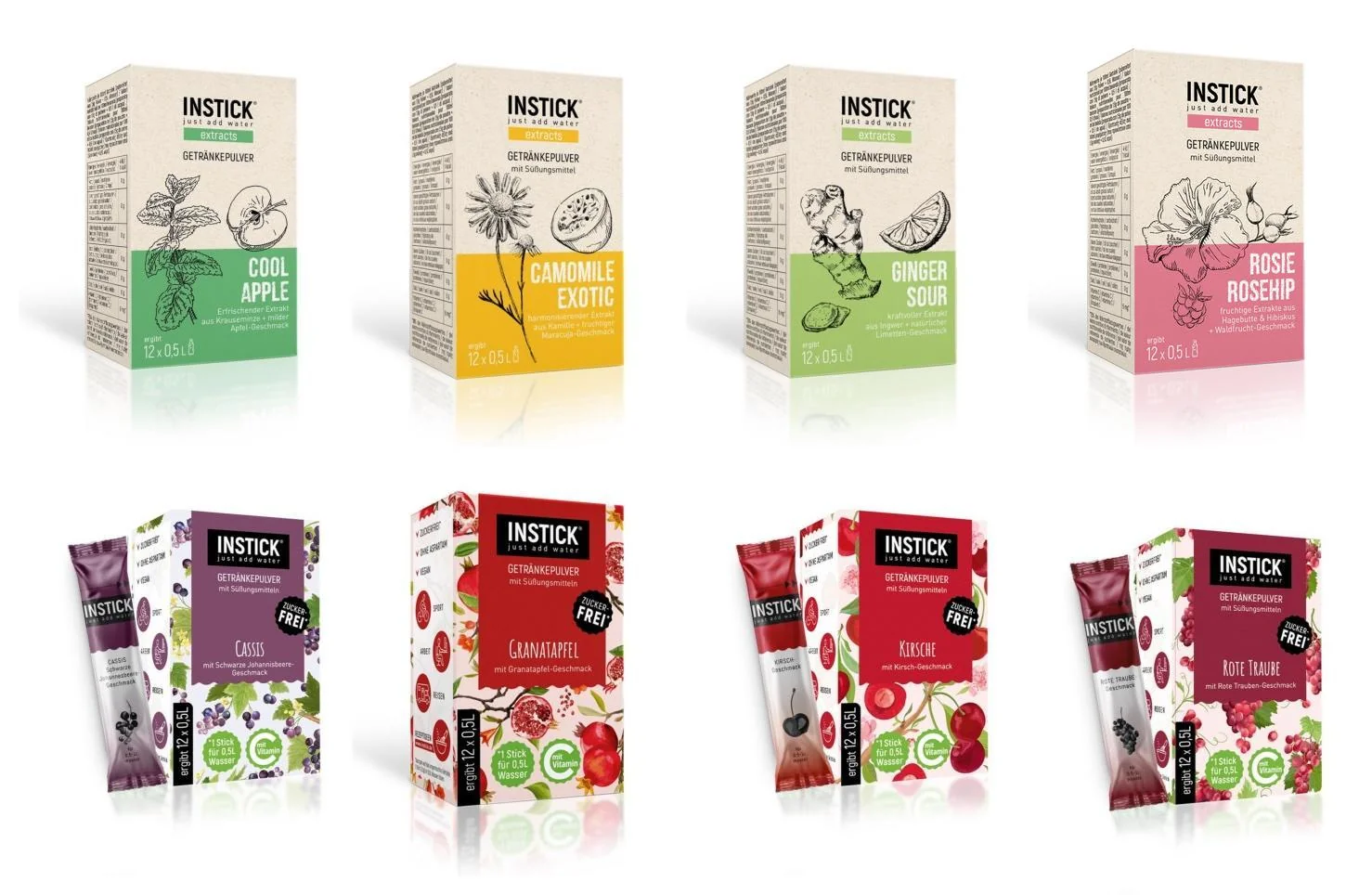 Extract & Classic Mix – príchute do vody na celý rok bez cukru 96 stickov na prípravu 48-72 lit nápoja bez cukru s vitamínom C