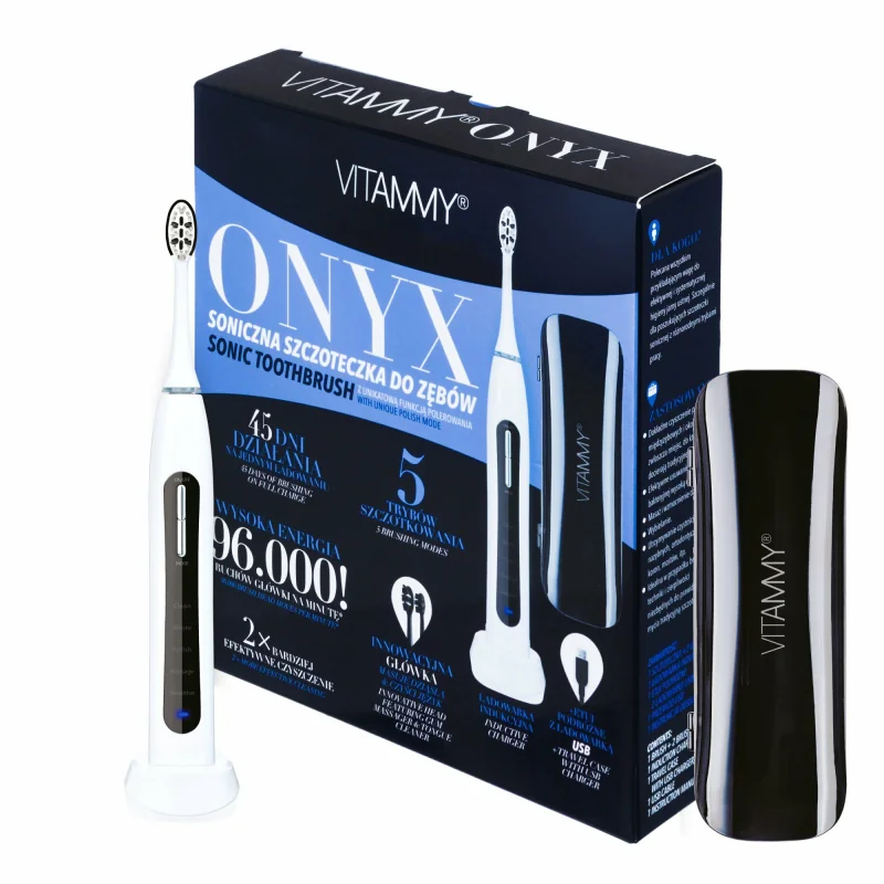 VITAMMY Onyx sonická zubná kefka s funkciou leštenia a púzdrom
