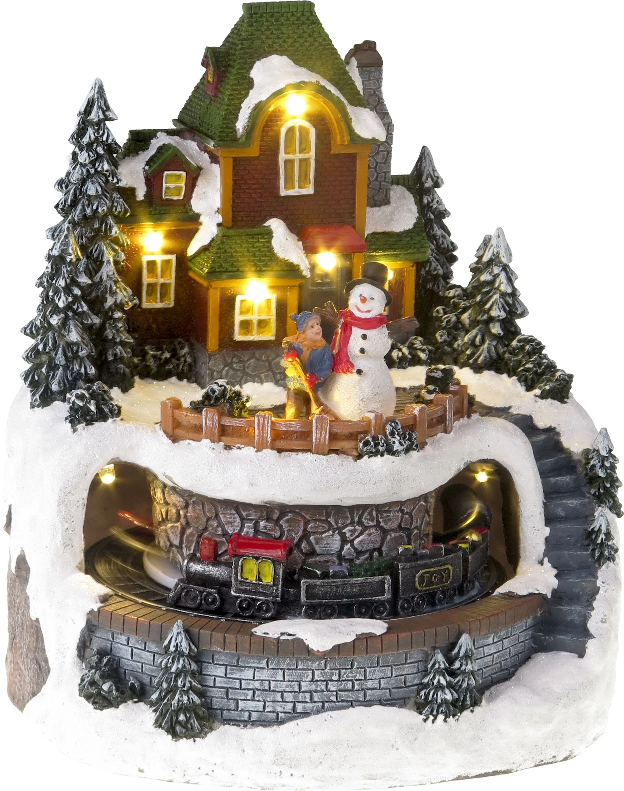 MagicHome vianočný LED domček s vláčikom, 1 ks 3xAA, 18,5x18,4x21 cm