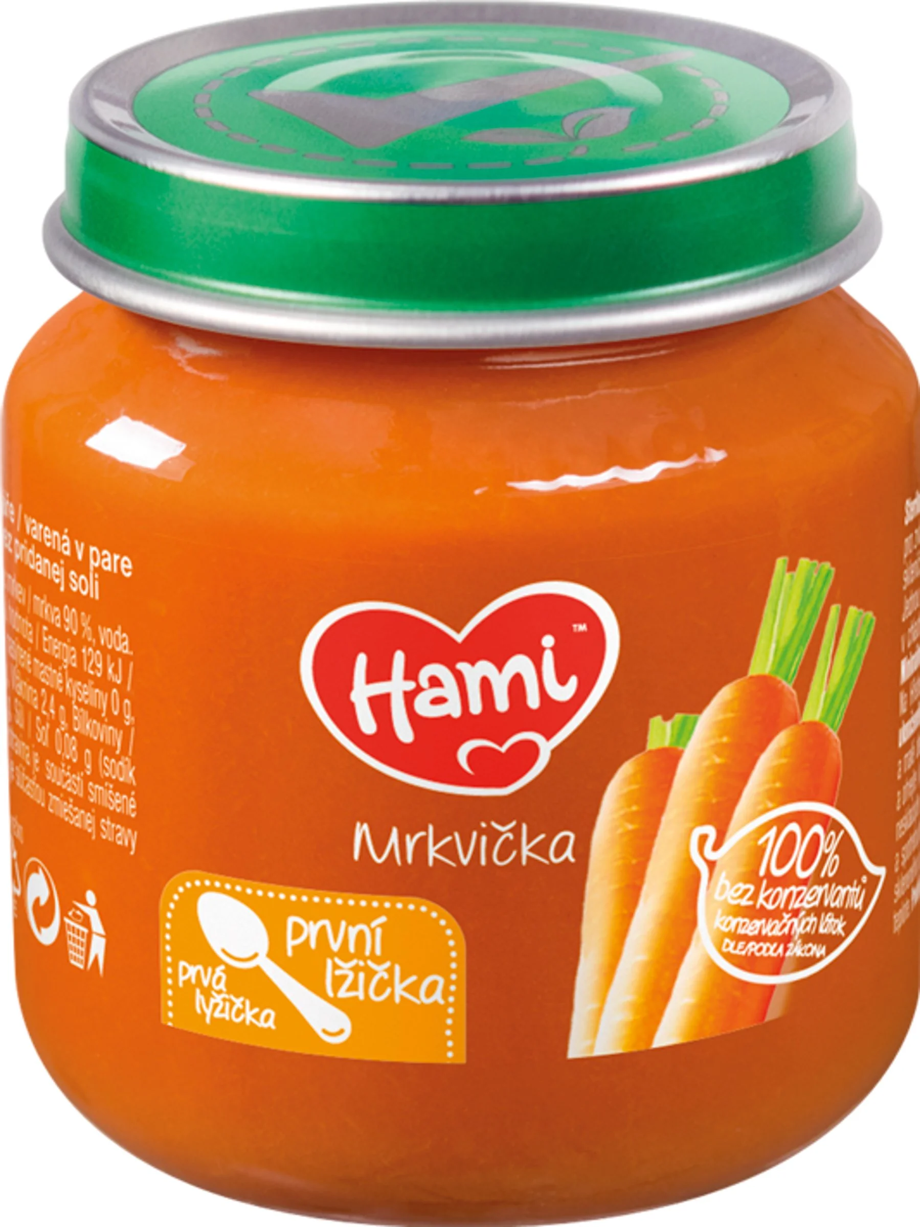 Hami zeleninový príkrm Mrkvička 1x125 g, prvá lyžička (od ukonč. 4. mesiaca)