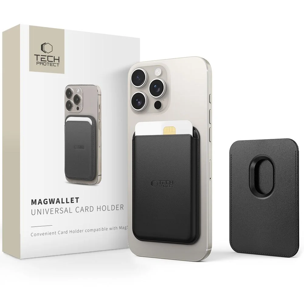 Tech-Protect Wallet MagSafe obal na kartu na mobil, čierny