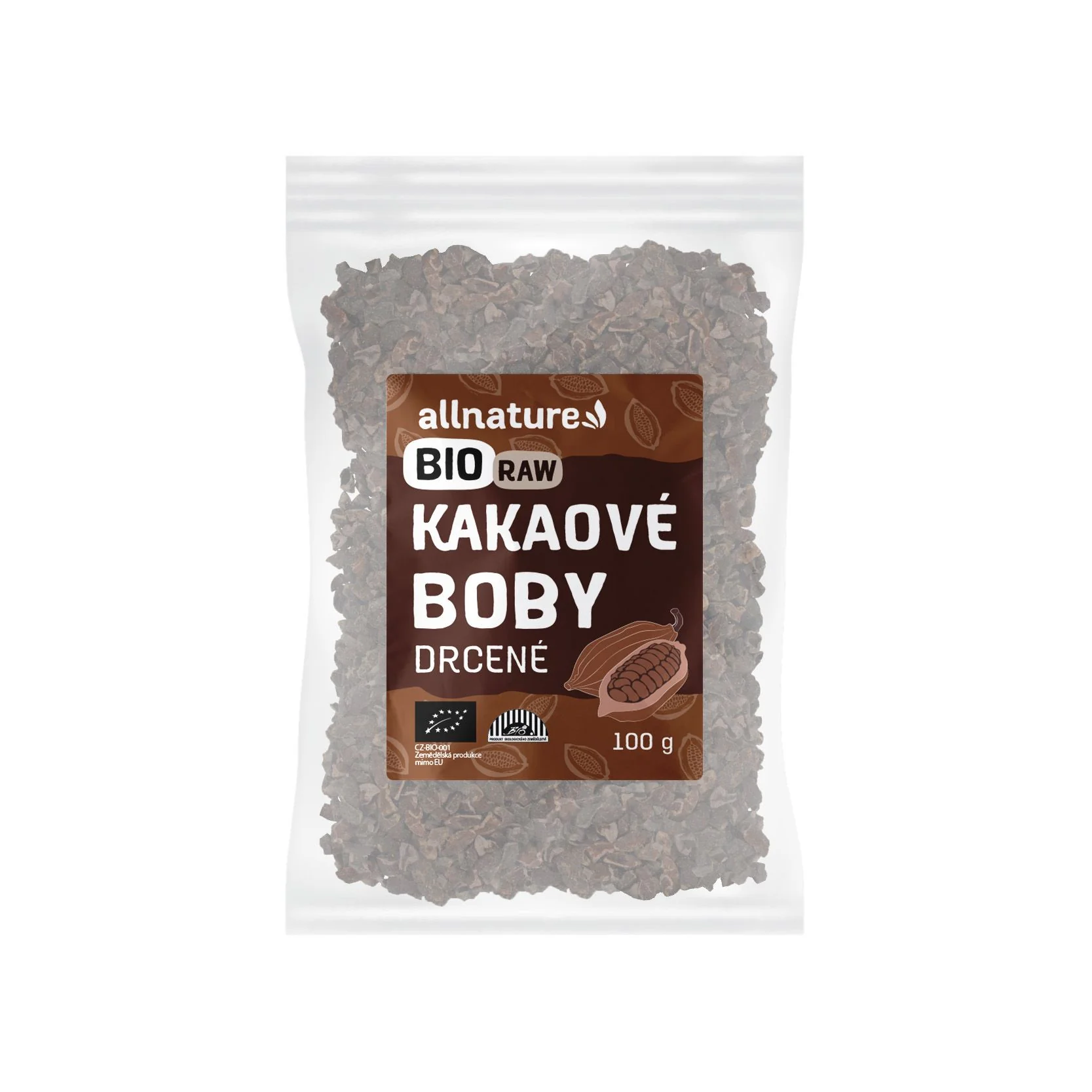 Allnature Kakaové Bôby Drvené Bio Raw 100g 1×100 g, kakaové bôby