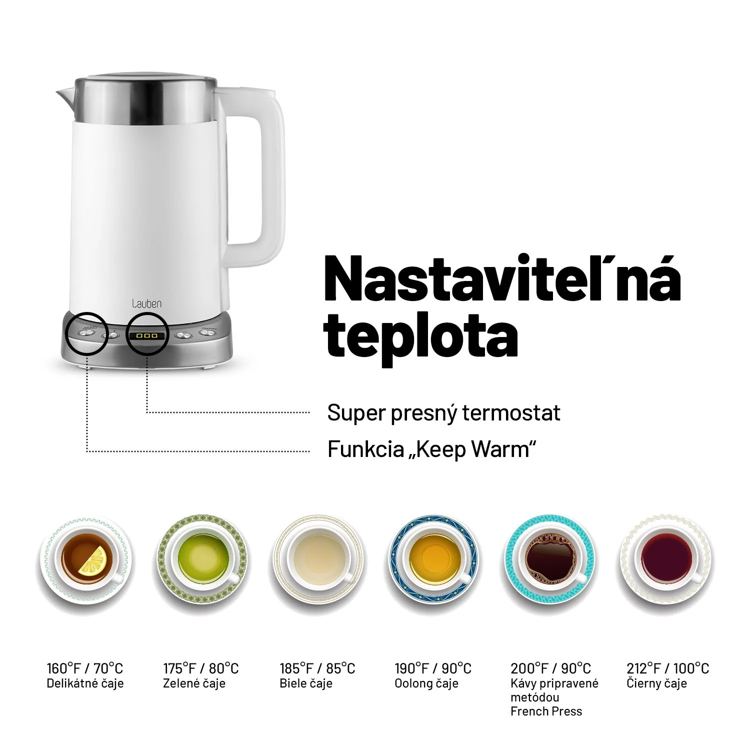 Lauben Electric Kettle EK17WS 1×1 ks, rychlovarná kanvica