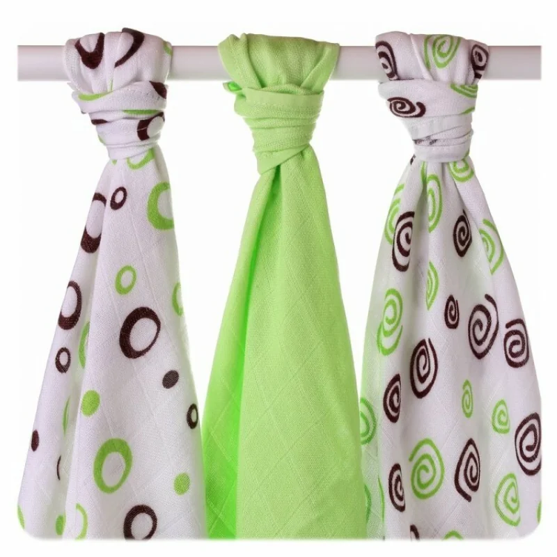 BMB Bambusová plienka Spirals&Bubbles 70x70 Lime MIX (3ks)