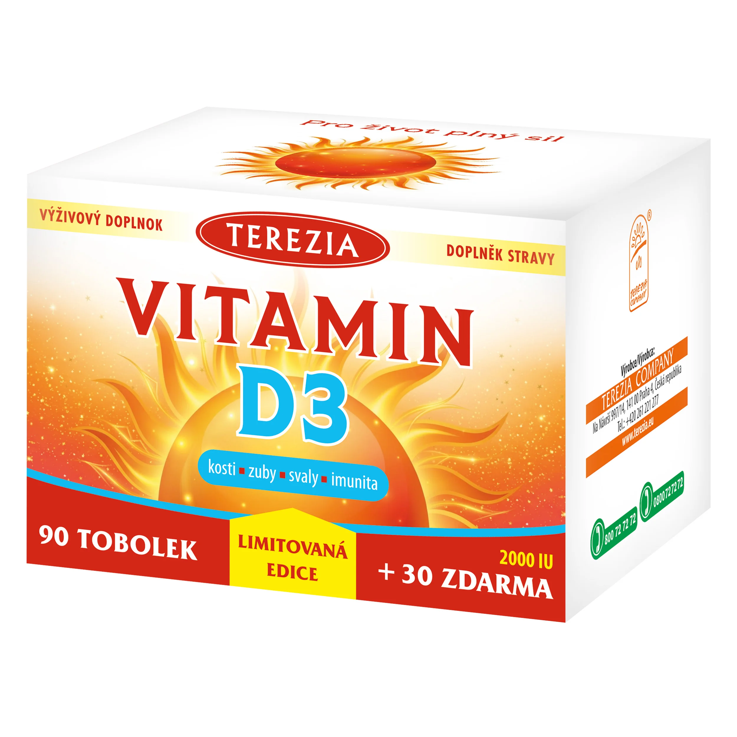 TEREZIA Vitamín D3 2000 IU 90+30  cps- Limitovaná edícia 120 cps