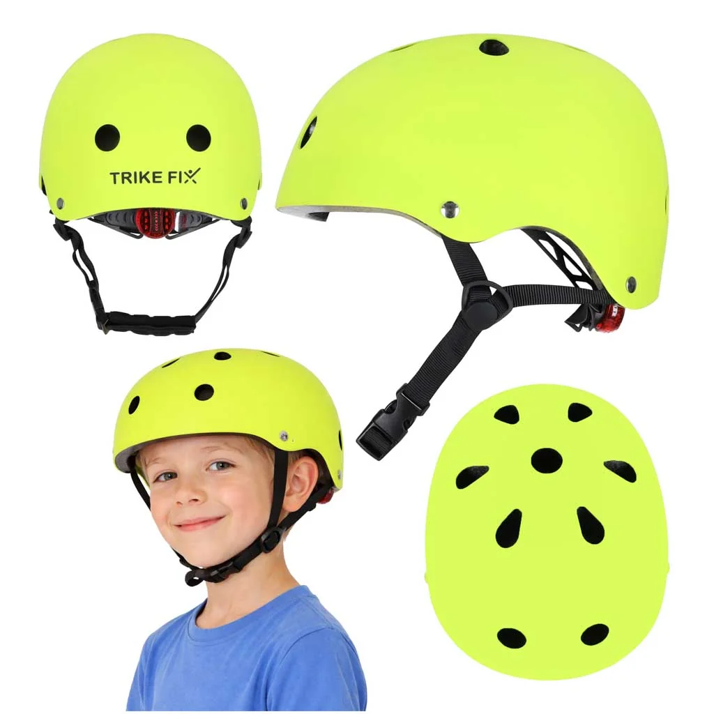 Detská cyklistická prilba s LED, veľkosť S 48–54 cm, svetlozelená
