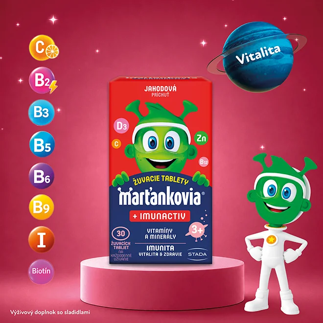 STADA Marťankovia s Imunactivom jahoda 1×30 tbl, výživový doplnok