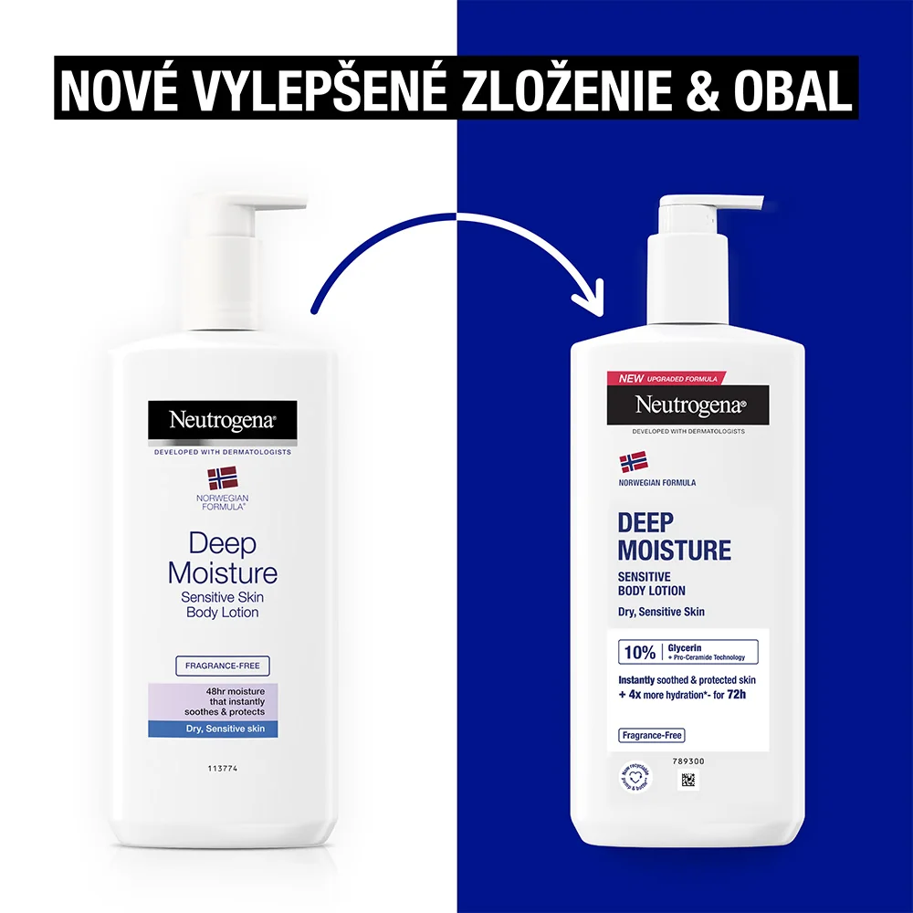 NEUTROGENA® Hĺbkovo hydratačné telové mlieko na citlivú pokožku s Nórskou receptúrou 1×400 ml, hydratačné telové mlieko
