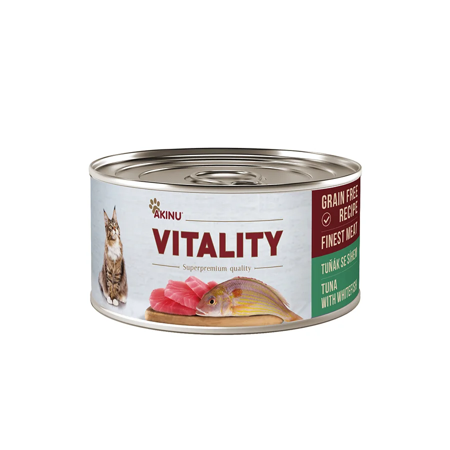 Akinu VITALITY Tuniak a biela ryba v konzerve pre mačky 10 x 70 g