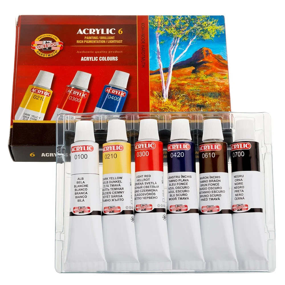Súprava akrylových farieb 6 × 16 ml 6 farieb, 16 ml bal.