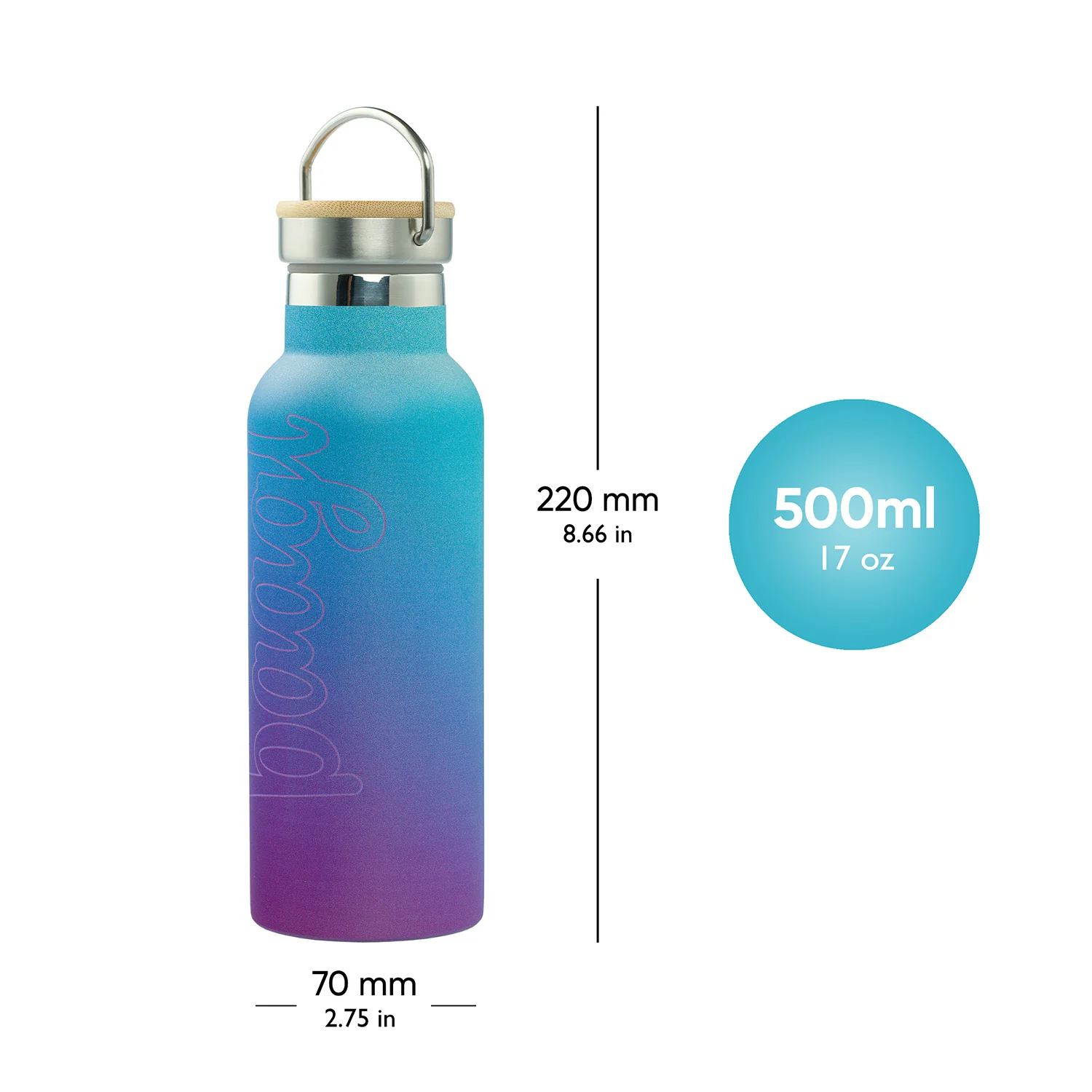 Baagl Termofľaša s bambusovým viečkom Gradient modro-fialová 500 ml 500 ml