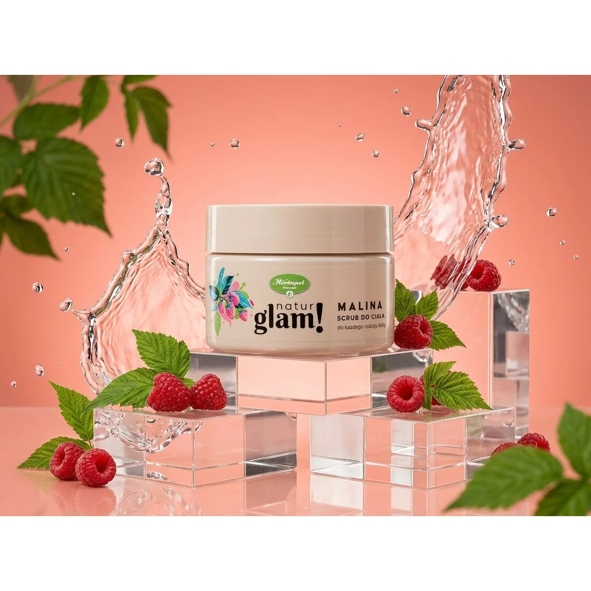 NaturGlam Malinový cukrový telový peeling 300 ml
