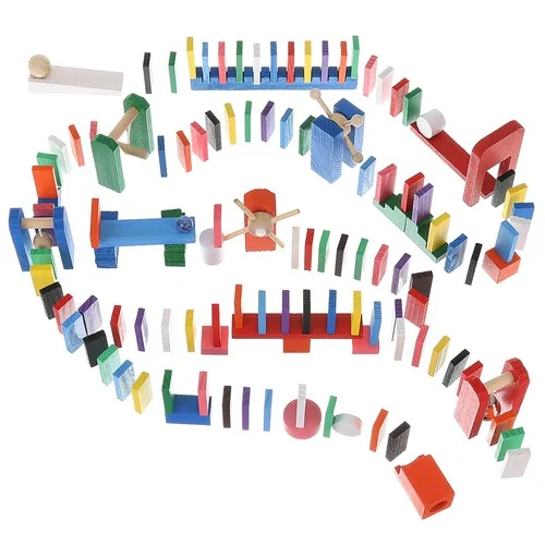 Farebné domino drevené s príslušenstvom, Domino Blocks